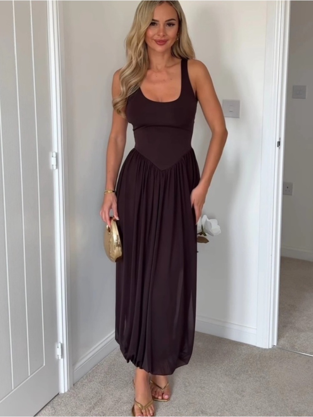 ZARA NWT Brown Contrast Dress